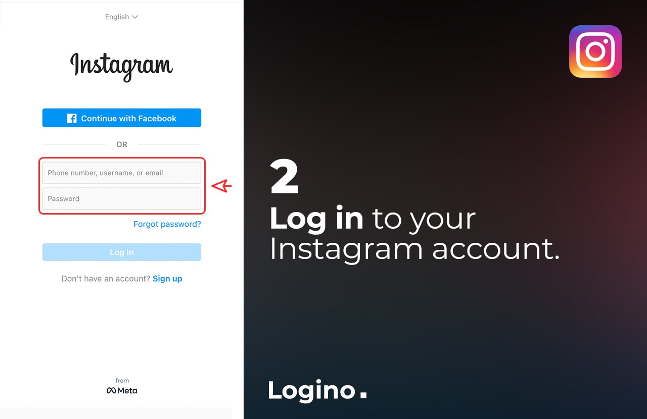 Log in to your Instagram account.