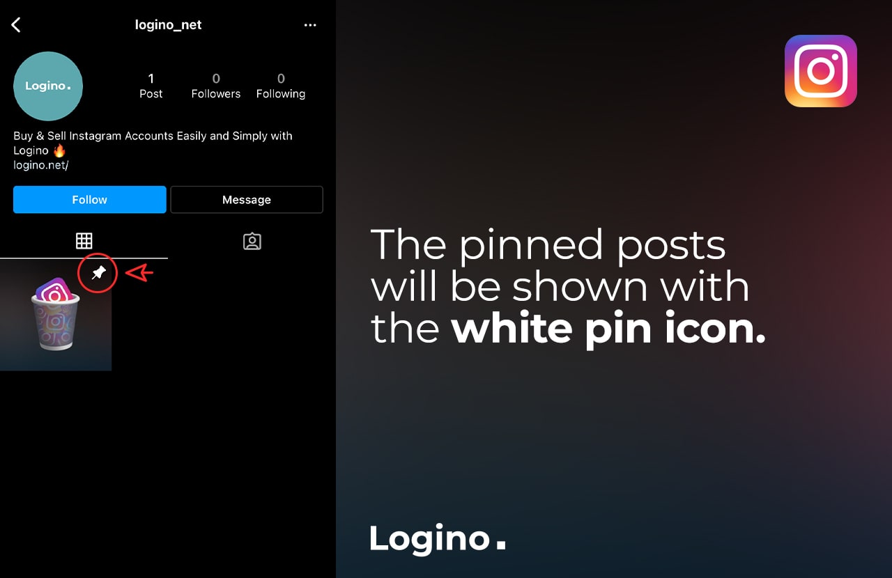 The pinned posts will be shown with the pin icon.